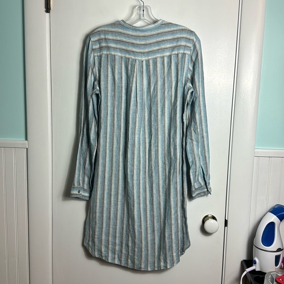 FAHERTY 100% Linen Striped Tunic Shirt Dress Kraine Shirtdress XS Blue white - Picture 6 of 10